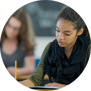 teen girl taking exam